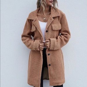 SHEIN button front belted teddy coat (3/$15)